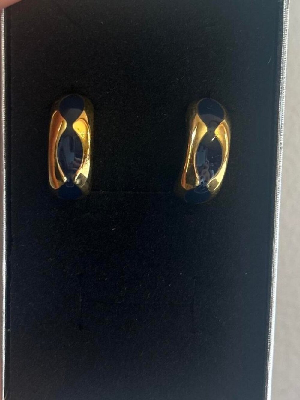 Navy Blue Chunky Drop Earrings Costume Jewelry